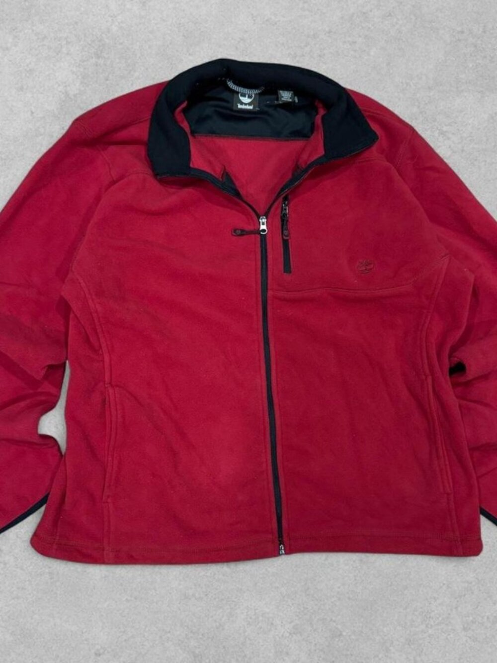 Timberland Vintage Baggy Fit Fleece Jacket Red Burgundy Y2K